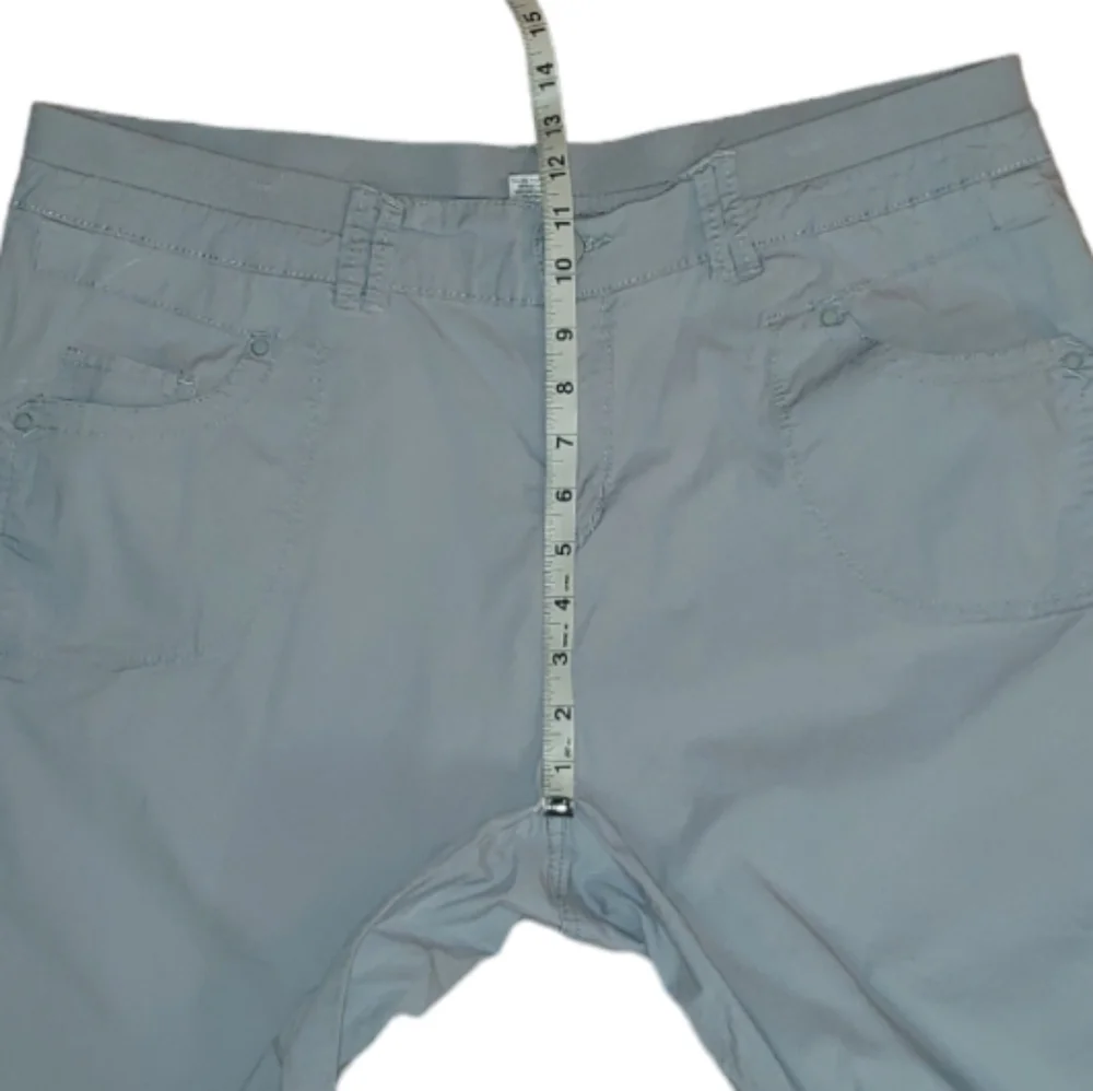 Avenue High Waist Elastic Waistband Drawstring Cinch Legs Gray Cropped Capris 16 - Picture 13 of 16
